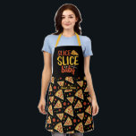 Funny Food Pun Slice Baby Cute Retro Pizza Pattern Apron<br><div class="desc">Funny and cool apron to make cooking more fun. Personalised gift for family and friends who love cooking,  baking and trying new recipe in the kitchen. Customise the wording to fit your occasion. You can use the Design Tool to further change the font type,  font colour and font size.</div>
