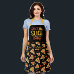 Funny Food Pun Slice Baby Cute Retro Pizza Pattern Apron<br><div class="desc">Funny and cool apron to make cooking more fun. Personalised gift for family and friends who love cooking,  baking and trying new recipe in the kitchen. Customise the wording to fit your occasion. You can use the Design Tool to further change the font type,  font colour and font size.</div>