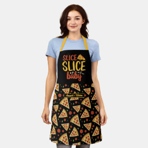 Funny Food Pun Slice Baby Cute Retro Pizza Pattern Apron