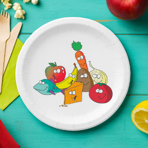 Funny Food With Faces Paper Plate