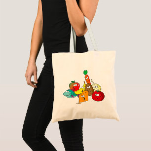 Funny Food With Faces Tote Bag