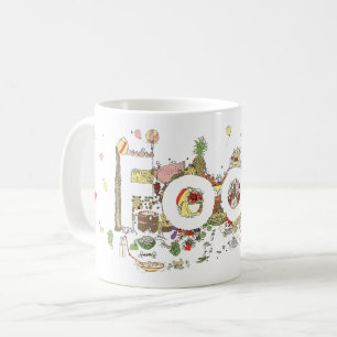 Funny Food Word Design Colourful Watercolour Art Coffee Mug