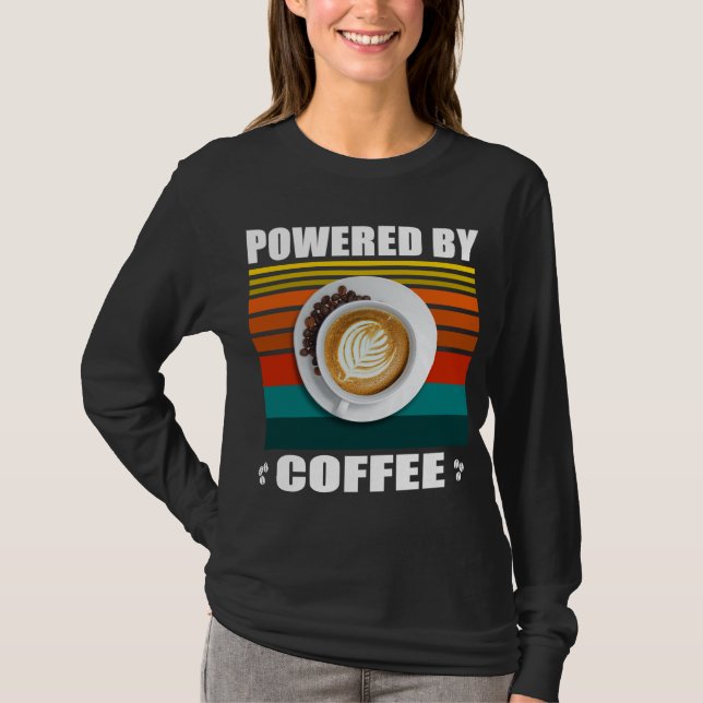 Funny Foodie Lovers Powered By Real Fresh Coffee M T-Shirt (Front)