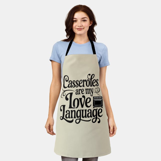 Funny Foodie Meme Casseroles are my Love Language Apron (Worn)