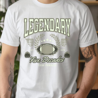 Funny Football 50 birthday 5 decades Zero Fumbles T-Shirt