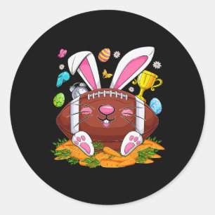 Funny Football And Bunny Face Eggs Happy Easter Da Classic Round Sticker