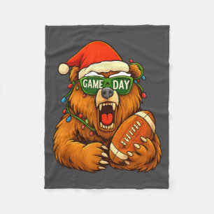 Funny Football Bear Christmas Game Day Shirt Vinta Fleece Blanket