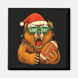 Funny Football Bear Christmas Game Day Shirt Vinta Magnet