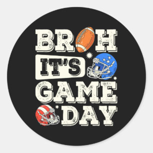 Funny Football Boy Teens Bruh Its Game Day America Classic Round Sticker