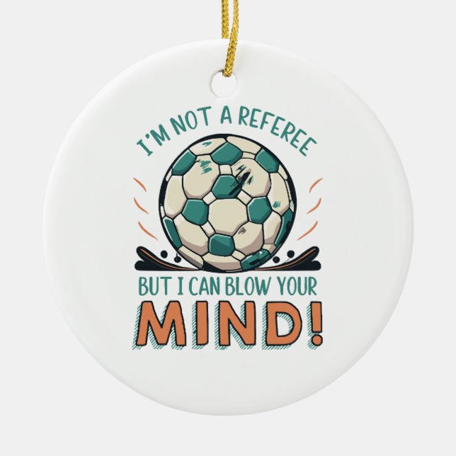 Funny Football Design Ceramic Tree Decoration (Front)