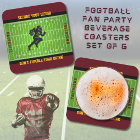 Funny Football Fan Party Beverage Coasters Set