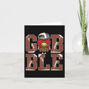 Funny Football Gobble Turkey Thanksgiving Boys Kid Card