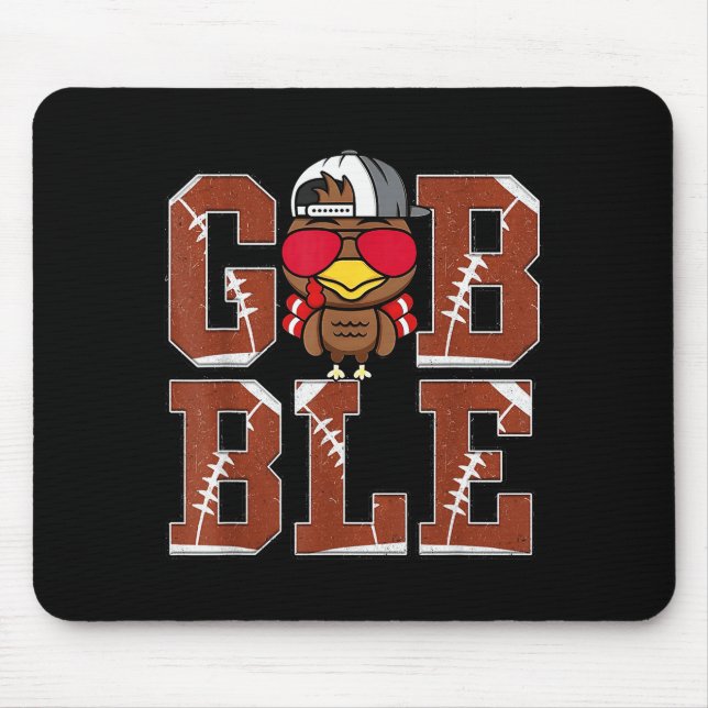 Funny Football Gobble Turkey Thanksgiving Boys Kid Mouse Pad (Front)