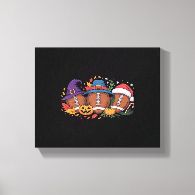 Funny Football Halloween Thanksgiving Xmas Spooky  Canvas Print (Front)