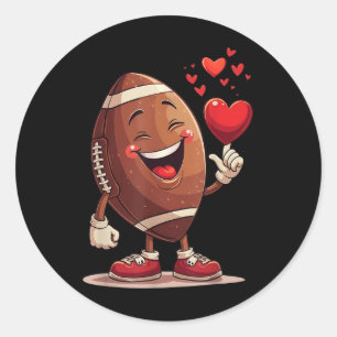 Funny Football Holding Heart Valentines Day Design Classic Round Sticker