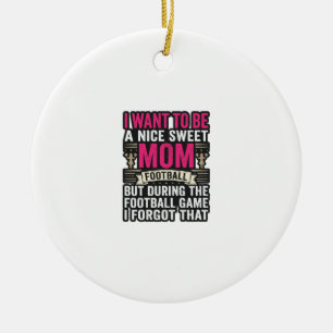 Funny Football Mum Vintage Engraving Shirt Design_ Ceramic Tree Decoration