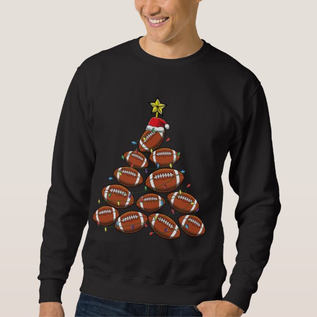 Funny Football Player Team Christmas Tree Sweatshirt (Front)