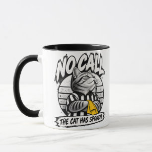 Funny Football Referee Cat Yellow Flag Vintage Art Mug