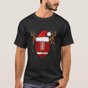 Funny Football Reindeer Holiday Gifts Santa Christ T-Shirt