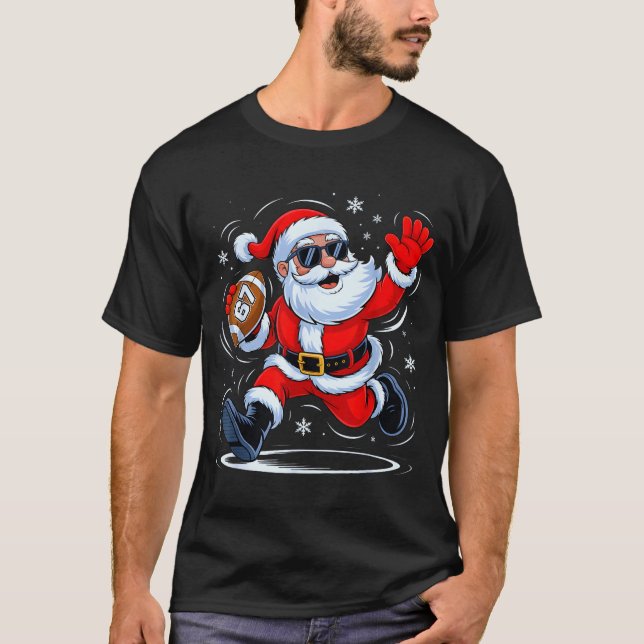 Funny Football Santa 67 Christmas Xmas Holiday Boy T-Shirt (Front)