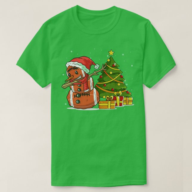 Funny Football Snowman Christmas Pajamas Matching  T-Shirt (Design Front)