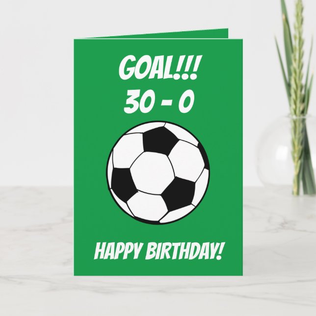 Funny Football Soccer Green Son 30th Birthday Card (Front)