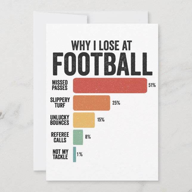 Funny Football Sport Why I Lose At Rugby Game   Holiday Card (Front)
