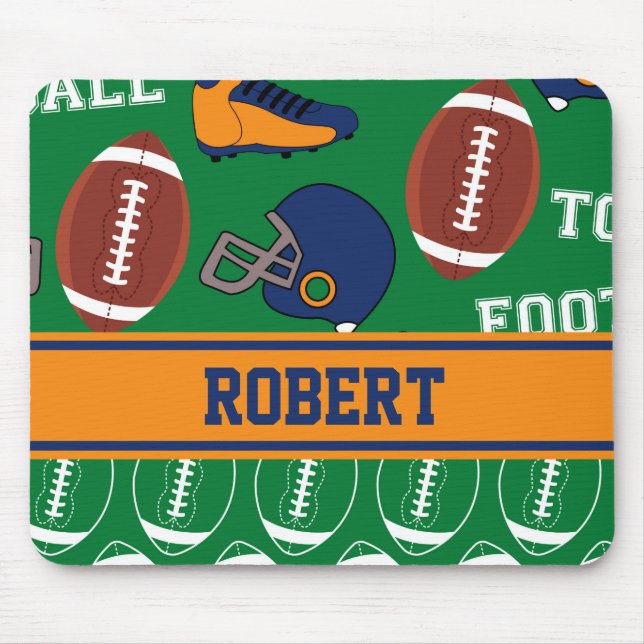 FUNNY FOOTBALL Sports Cartoon ADD YOUR NAME Mouse Pad (Front)