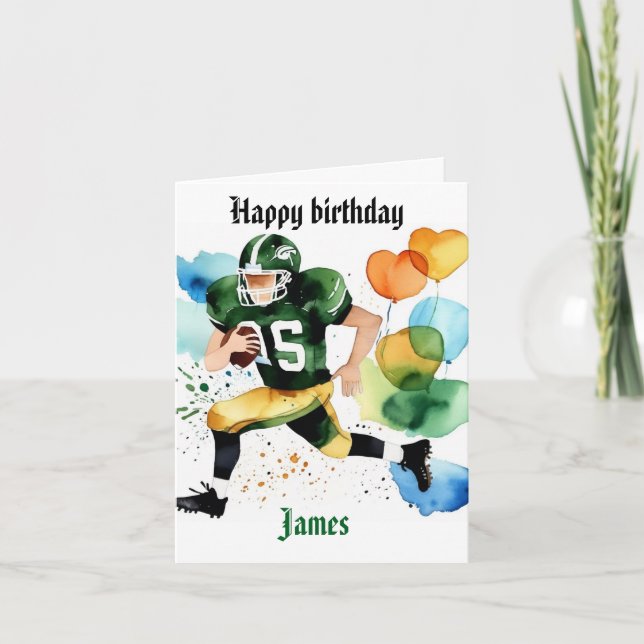 Funny Football Watercolor Splas Birthday Gridiron  Holiday Card (Front)