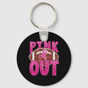 Funny Footbyll Pink Out Pink Ribbon Breast Cancer Key Ring