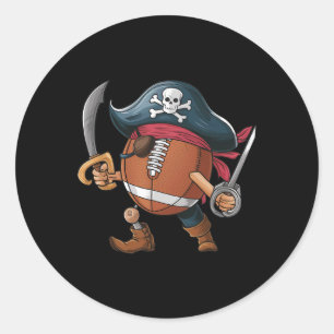 Funny Footbyll Pirate Halloween Mens Womens Kids F Classic Round Sticker