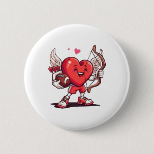 Funny Footll Valentines Day Boys Kids Girls Cupid  6 Cm Round Badge