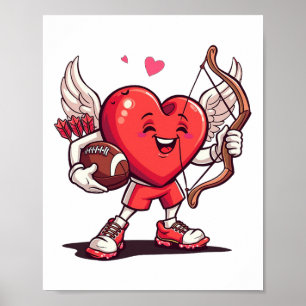 Funny Footll Valentines Day Boys Kids Girls Cupid Poster