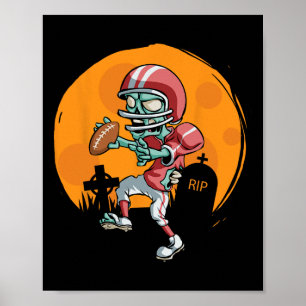 Funny Footll Zombie Player Halloween Footll Sport  Poster