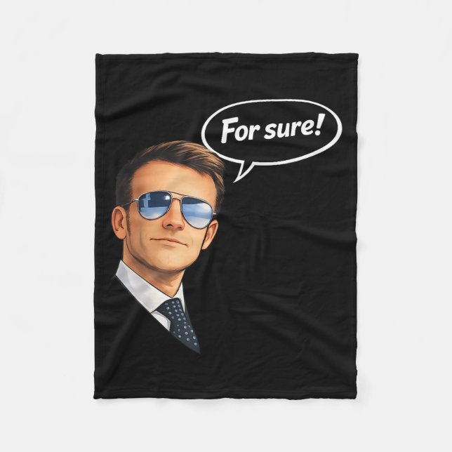 Funny for sure macron glasses meme  fleece blanket (Front)