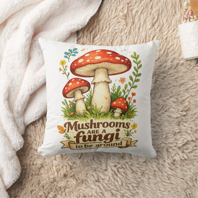 Funny forest mushrooms gift for foragers cushion (Blanket)