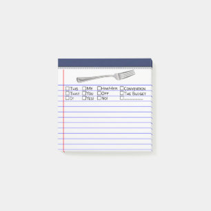 Funny "Fork" Multiple Word Choice 3"X3" Post-it Notes