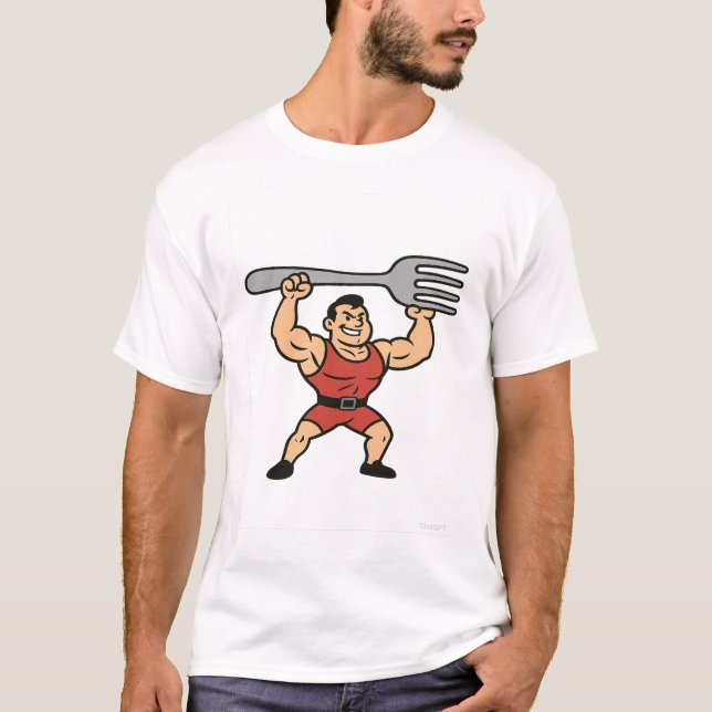 Funny Forklift Strongman Design T-Shirt (Front)