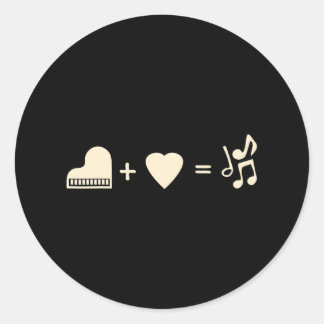 Funny formula piano symbols piano pianist musical classic round sticker