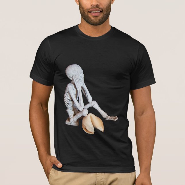 Funny Fortune Cookie Skeleton Skull T-Shirt (Front)