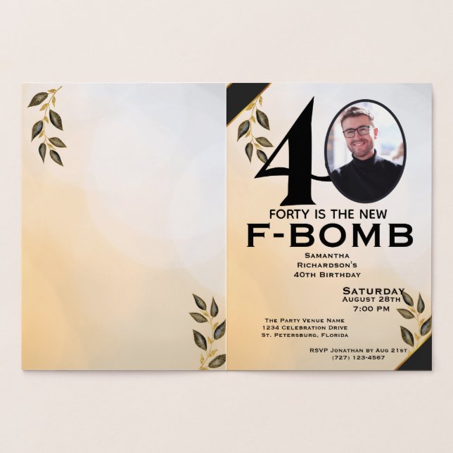Funny Forty is the New F-Bomb Ladies Foil Card (Inside)