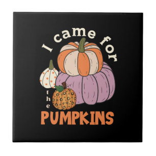 Funny Four Pumpkins Fall Tile