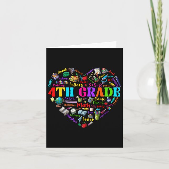 Funny Fourth Grade Heart Students First Day Of Sch Card (Front)