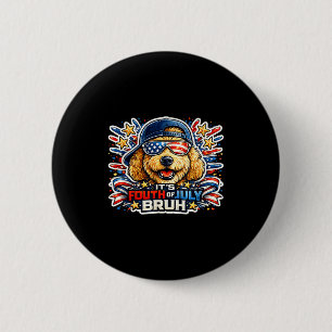 Funny fourth of july bruh goldendoodle dog 6 cm round badge