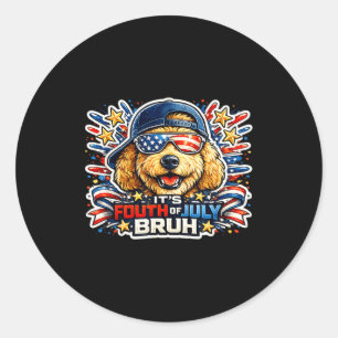 Funny fourth of july bruh goldendoodle dog classic round sticker