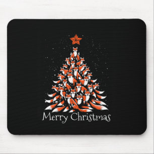 Funny Fox Christmas Tree Foxes Xmas Mouse Pad