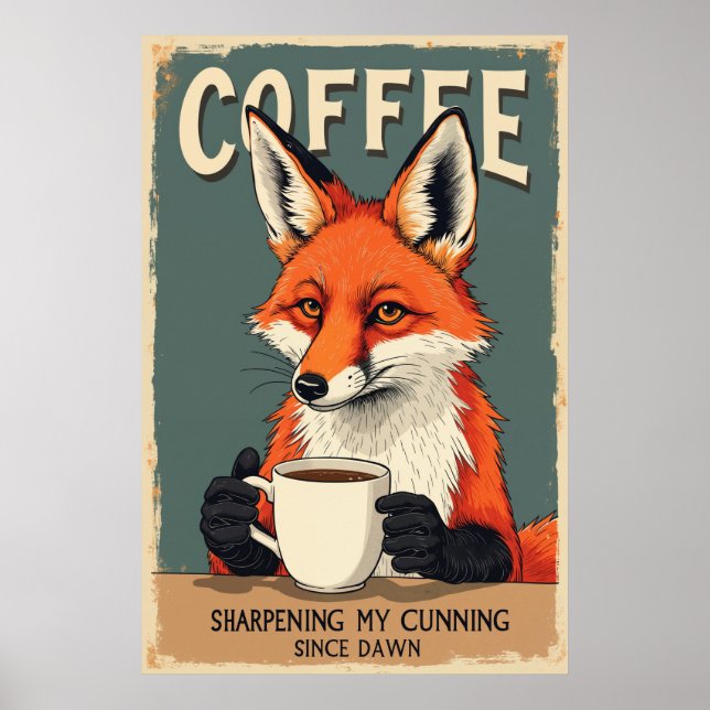 Funny Fox Coffee Art Poster (Front)