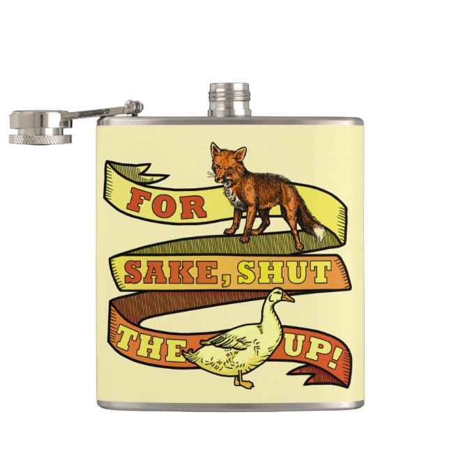 Funny Fox Duck Animal Pun Hip Flask (Opened)