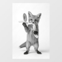 Funny Fox Holding Toilet Paper Minimalist Wildlife