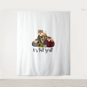 Funny Fox It's Fall Y'all Thanksgiving Animal Love Tapestry
